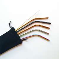 Eco friendly reusable stainless steel drinking straw set colored metal straw with brush