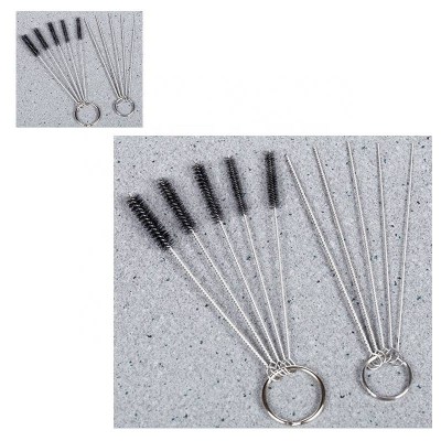 Metal Short Straw Cleaner Straw Pipe Cleaner Drinking Straw Cleaning Brushes Set Pipe Tube Cleaner Nylon Bristles For Home